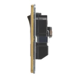 Contactum Lyric 13A 2-Gang DP Switched Socket Outlet Brushed Brass  with Black Inserts