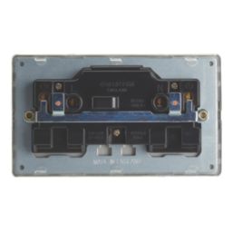 Contactum Lyric 13A 2-Gang DP Switched Socket Outlet Brushed Brass  with Black Inserts