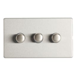 Contactum Lyric 3-Gang 2-Way  Dimmer Switch  Brushed Steel