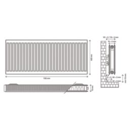 Flomasta 600mm x 1100mm 5016BTU White Type 21 Convector Radiator