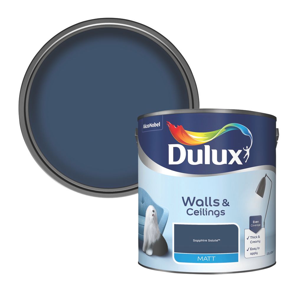 Dulux 2.5Ltr Sapphire Salute Matt Emulsion Paint Screwfix