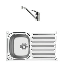 Swirl  1 Bowl Brass Kitchen Sink & Tap Pack 860mm x 500mm