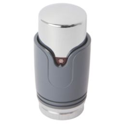 Flomasta  1/2" x 15mm Anthracite/Chrome Angled & L/S Modern Thermostatic Radiator Valve & Lockshield
