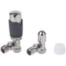 Flomasta  1/2" x 15mm Anthracite/Chrome Angled & L/S Modern Thermostatic Radiator Valve & Lockshield