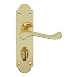 Cooke & Lewis Lulworth Fire Rated WC Lever on Backplate Handle Pair Polished Brass