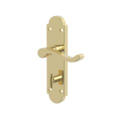 Cooke & Lewis Lulworth Fire Rated WC Lever on Backplate Handle Pair Polished Brass