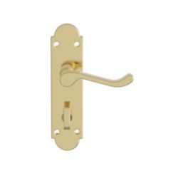 Cooke & Lewis Lulworth Fire Rated WC Lever on Backplate Handle Pair Polished Brass