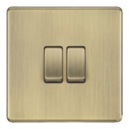 LAP  20A 16AX 2-Gang 2-Way Switch  Antique Brass with Colour-Matched Inserts