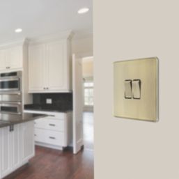 LAP  20A 16AX 2-Gang 2-Way Switch  Antique Brass with Colour-Matched Inserts