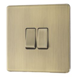 LAP  20A 16AX 2-Gang 2-Way Switch  Antique Brass with Colour-Matched Inserts