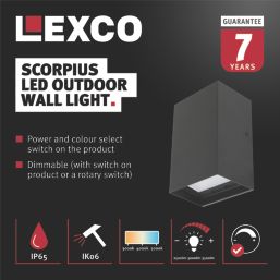 Lexco Scorpius Outdoor LED Wall Light Black 23W 3500lm