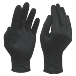 Site SDG310 Nitrile Powder-Free Disposable Grip Gloves Black Large 50 Pack