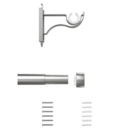 Rothley Brushed Stainless Steel Extendable Curtain Pole w/ Stud Finials 28mm x 125-216cm