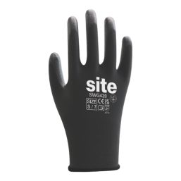 Site SWG420 PU Palm Gloves Black Small