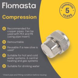 Flomasta  Chrome-Plated Brass Compression Stop End 15mm
