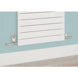 Flomasta  1/2" x 15mm White/Chrome Straight & L/S Modern Thermostatic Radiator Valve & Lockshield