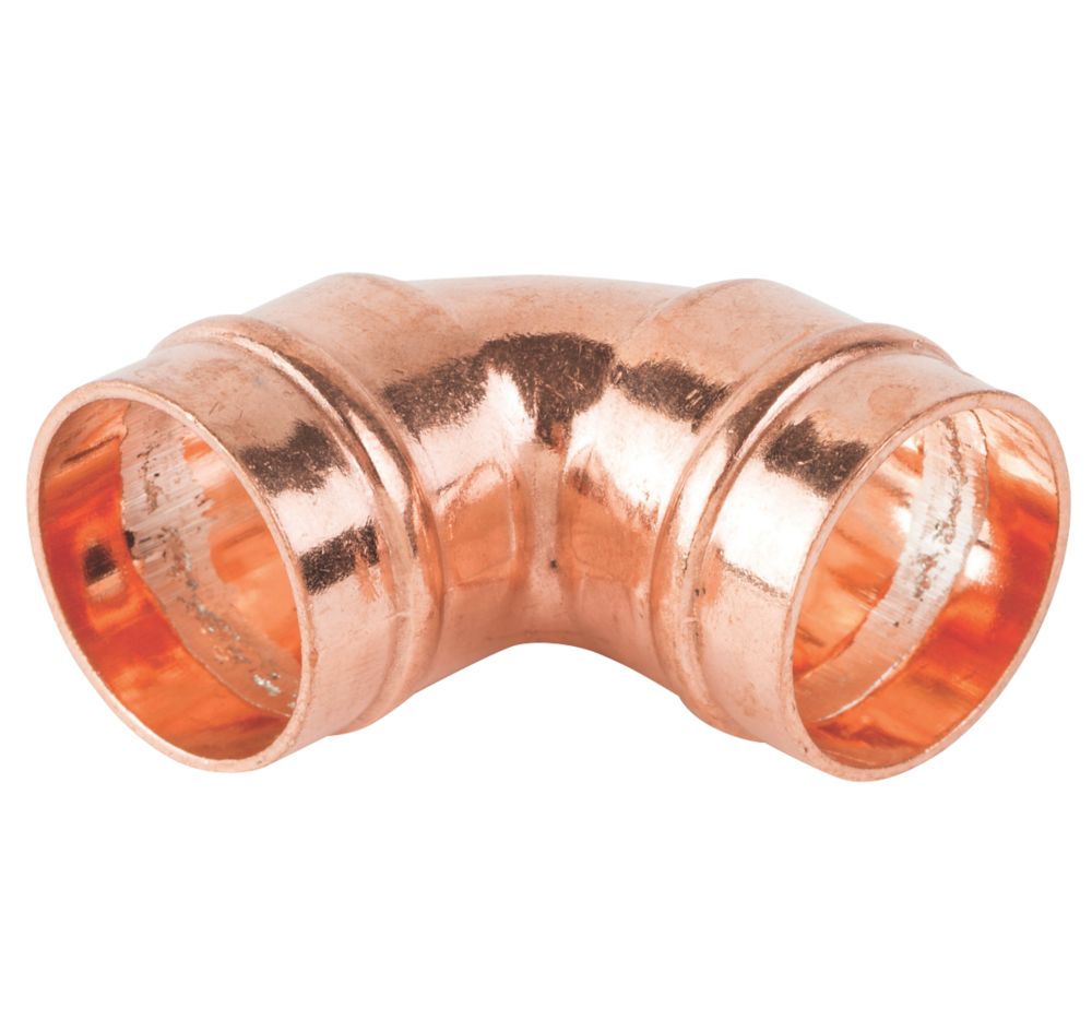 Midbrass Copper Solder Ring Equal 90° Elbows 1/2" 2 Pack Screwfix