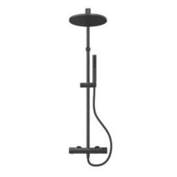 Swirl Gallen Rear-Fed Exposed Matt Black Thermostatic Multi-Head Shower