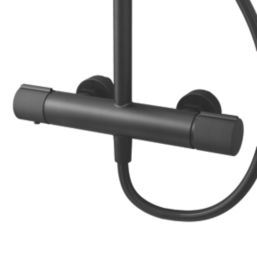 Swirl Gallen Rear-Fed Exposed Matt Black Thermostatic Multi-Head Shower