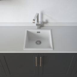Carysil EN400-WH 1 Bowl Granite Composite Kitchen Sink White 430mm x 460mm