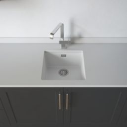 Carysil EN400-WH 1 Bowl Granite Composite Kitchen Sink White 430mm x 460mm