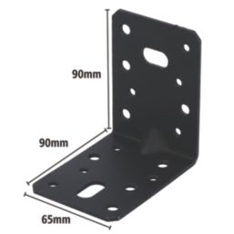 Magnodur Reinforced Angle Brackets Black 90mm x 90mm x 65mm 10 Pack
