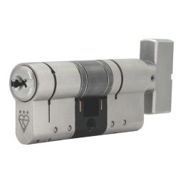 Smith & Locke Fire Rated 3 Star Diamond Thumbturn Cylinder Lock 50-45 (95mm) Satin Nickel