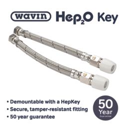 Hep2O Push-Fit Flexible Tap Connectors 15mm x 1/2" x 300mm 2 Pack