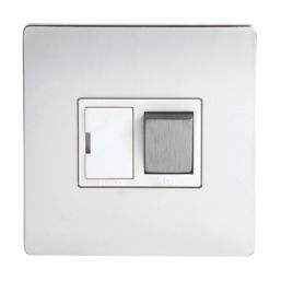 LAP  13A Switched Fused Spur  Brushed Chrome with White Inserts