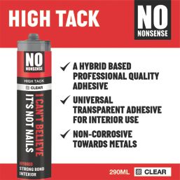 No Nonsense I Can't Believe It's Not Nails Solvent-Free Multi-Purpose High Tack Adhesive Transparent 290ml