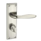 Smith & Locke Blyth Fire Rated WC Door Handles Pair Brushed Nickel
