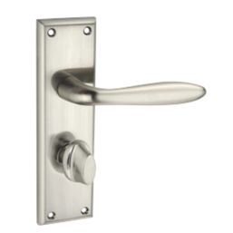 Smith & Locke Blyth Fire Rated WC Door Handles Pair Brushed Nickel