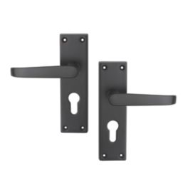 Designer Levers Victorian Fire Rated Long Straight Lever Euro Lock Door Handle Pair Matt Black