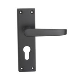 Designer Levers Victorian Fire Rated Long Straight Lever Euro Lock Door Handle Pair Matt Black