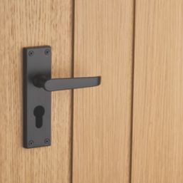 Designer Levers Victorian Fire Rated Long Straight Lever Euro Lock Door Handle Pair Matt Black