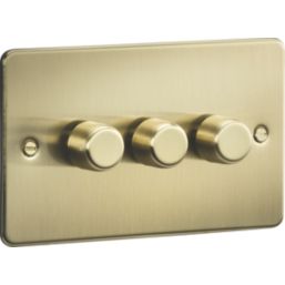 Knightsbridge  3-Gang 2-Way LED Intelligent Dimmer Switch  Brushed Brass