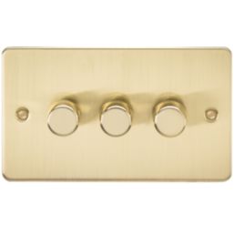 Knightsbridge  3-Gang 2-Way LED Intelligent Dimmer Switch  Brushed Brass
