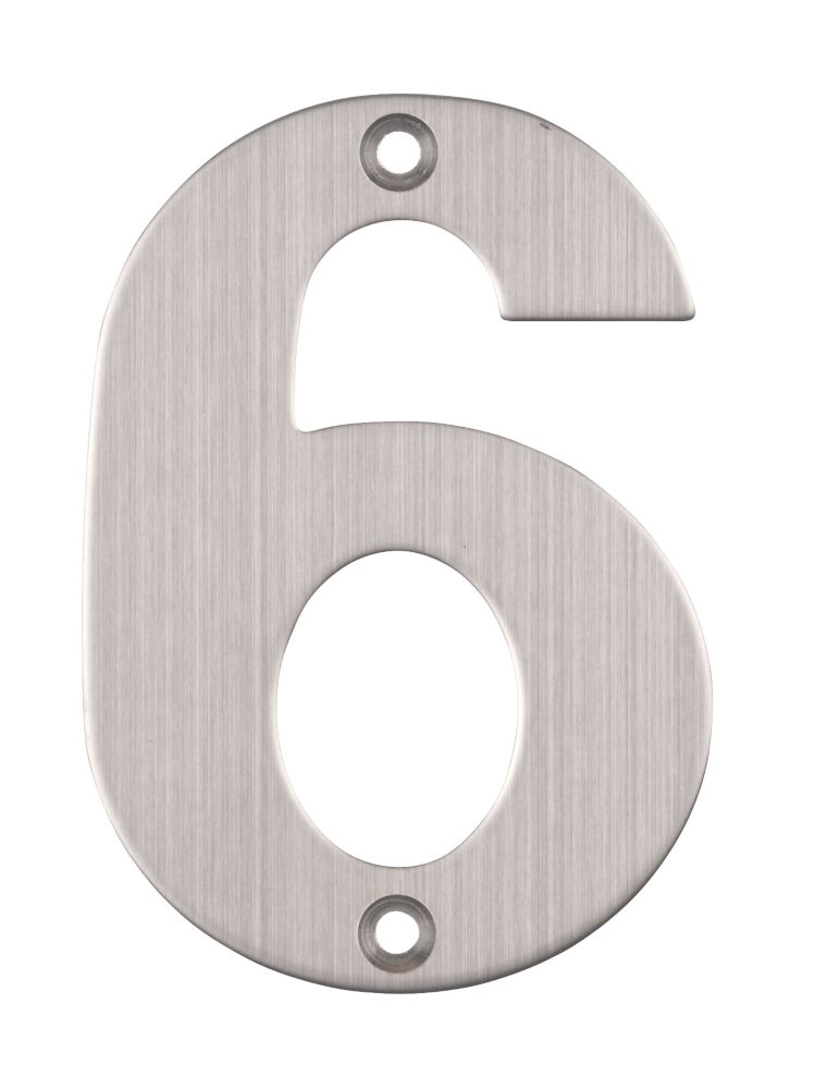 Eclipse Door Numeral 6 Satin Stainless Steel 102mm - Screwfix