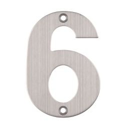 Eclipse Door Numeral 6 Satin Stainless Steel 102mm