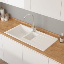 Swirl Erzen 1.5 Bowl  White Composite Sink 1000mm x 500mm