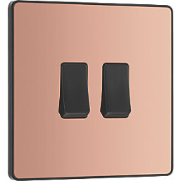 British General Evolve 20 A 16AX 2-Gang 2-Way Light Switch  Copper with Black Inserts