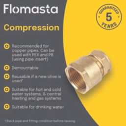 Flomasta  Brass Compression Adapting Female Coupler 22mm x 1"
