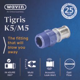 Wavin Tigris  Multi-Layer Composite Press-Fit Adapting Male Coupler 0.75" x 20mm 10 Pack