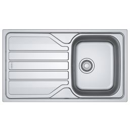 Franke Flash 1 Bowl Stainless Steel Inset Sink with Reversible Drainer  860mm x 500mm