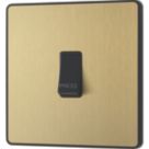 British General Evolve 10A 1-Gang 1-Way Press Switch Satin Brass with Black Inserts
