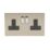 Varilight  13AX 2-Gang DP Switched Plug Socket Satin Chrome  with Black Inserts