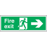 Non Photoluminescent "Fire Exit" Right Arrow Sign 150 x 450mm