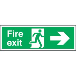 Non Photoluminescent "Fire Exit" Right Arrow Sign 150mm x 450mm