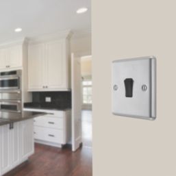 LAP  20A 16AX 1-Gang 2-Way Light Switch  Brushed Stainless Steel with Black Inserts
