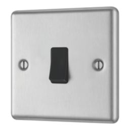 LAP  20A 16AX 1-Gang 2-Way Light Switch  Brushed Stainless Steel with Black Inserts